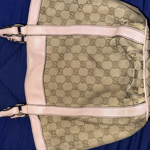 Gucci Tote Bag GG Canvas 211983 Leather Pink Beige Champagne Women's - Picture 13 of 16